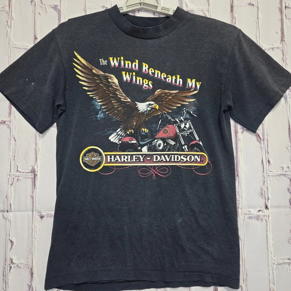 Vintage Harley Davidson‎ Motorcycle Shirt Men M Eagle Distressed Faded USA 90s